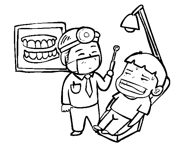 Dibuix de Dentista amb pacient per Pintar on-line
