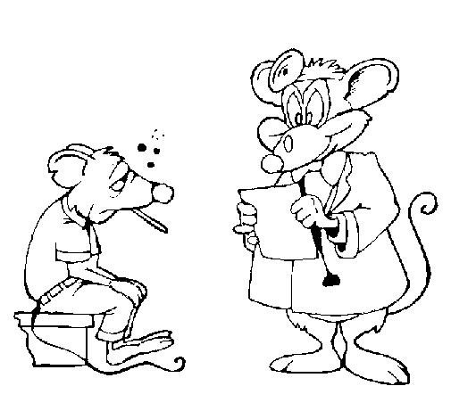 Dibuix de Doctor i pacient ratolí per Pintar on-line
