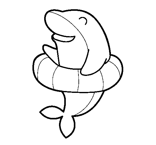 Dibuix de Dofí amb flotador per Pintar on-line