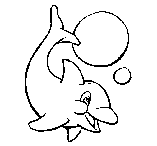 Dibuix de Dofí jugant amb una pilota per Pintar on-line