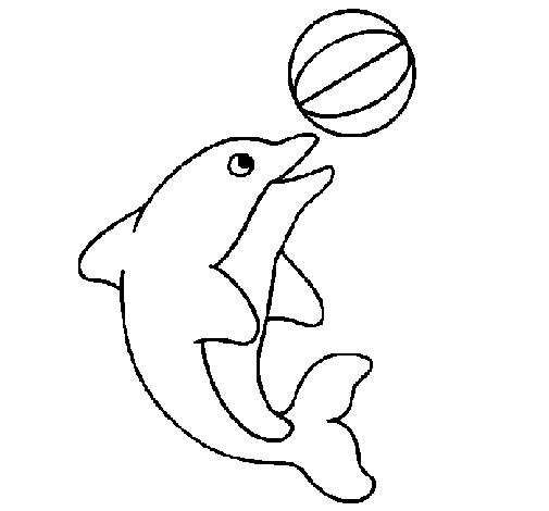 Dibuix de Dofí jugant amb una pilota per Pintar on-line