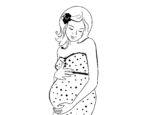 Dibuix de Dona embarassada feliç per Pintar on-line