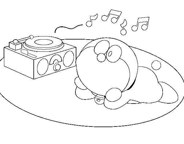 Dibuix de Doraemon escoltant música per Pintar on-line