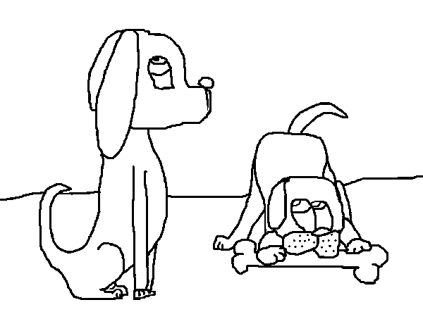 Dibuix de Dos gossos per Pintar on-line