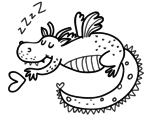 Dibuix de Drac infantil dormint per pintar