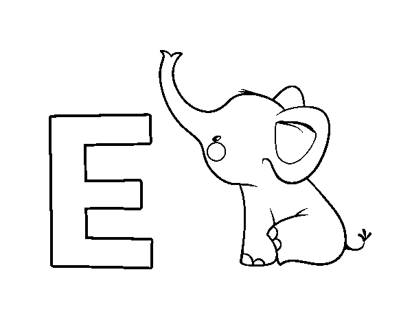 Dibuix de E d'Elefant per Pintar on-line