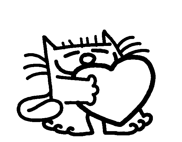 Dibuix de El gat i el cor per Pintar on-line