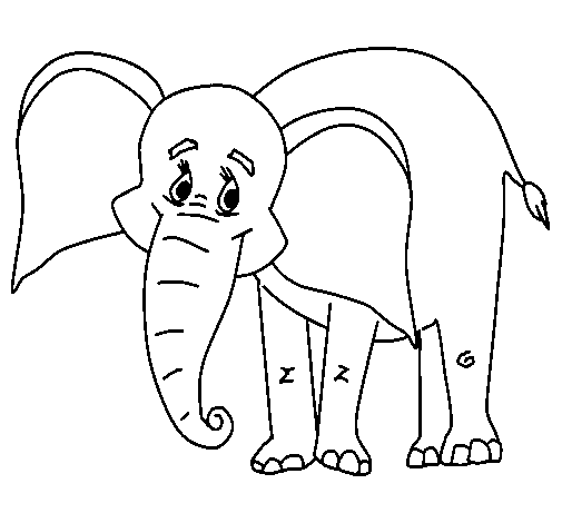 Dibuix de Elefant feliç per Pintar on-line