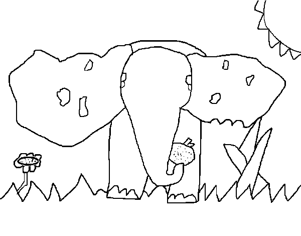 Dibuix de Elefant menjant per Pintar on-line