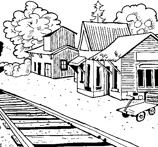 Dibuix de Estació de tren per Pintar on-line