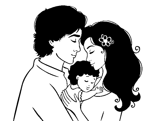 Dibuix de Familia abraçada per Pintar on-line