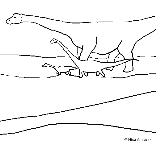Dibuix de Família de Braquiosauris per Pintar on-line