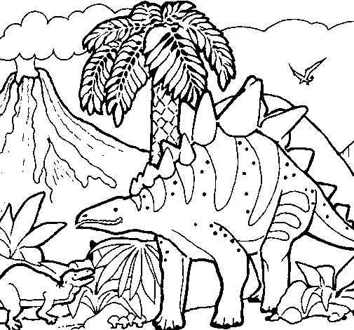 Dibuix de Família de Tuojiangosauris per Pintar on-line