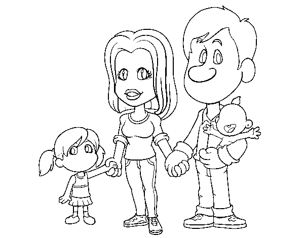 Dibuix de Família feliç per Pintar on-line