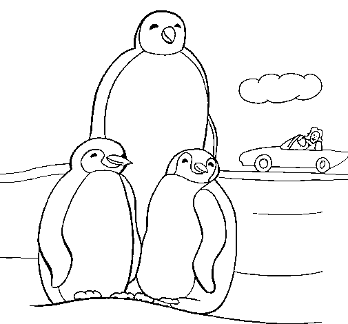 Dibuix de Família pingüí  per Pintar on-line