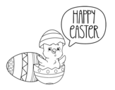 Dibuix de Feliç dia de Pasqua per pintar