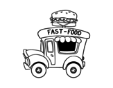 Dibuix de Food truck d'hamburgueses per pintar