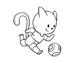 Dibuix de Gat jugant a futbol per pintar