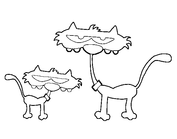 Dibuix de Gats: Pare i fill per Pintar on-line