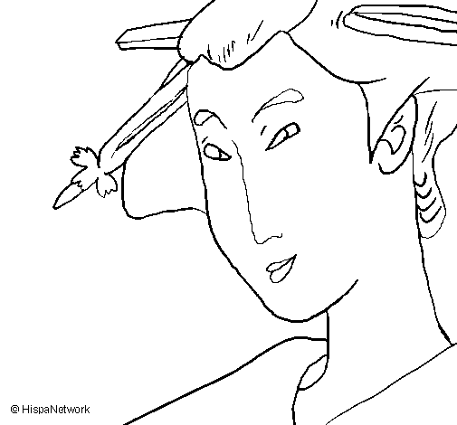 Dibuix de Geisha per Pintar on-line