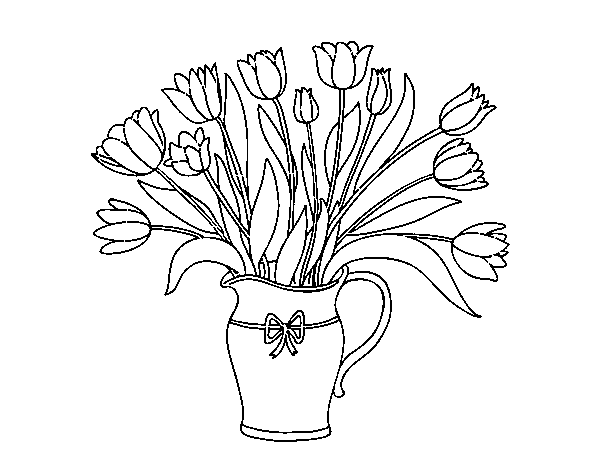Dibuix de Gerro de tulipes per Pintar on-line