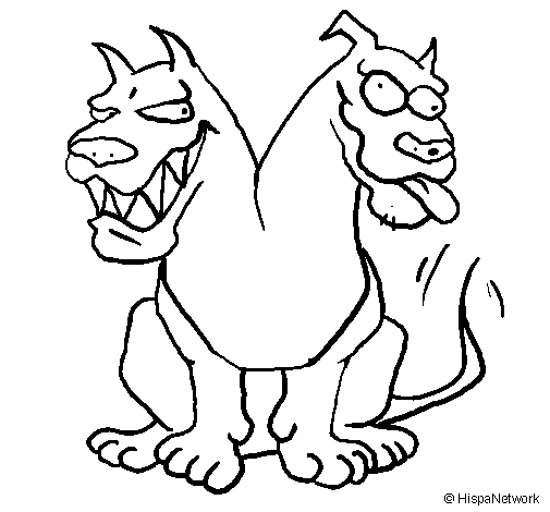 Dibuix de Gos de dos caps  per Pintar on-line