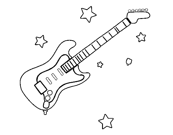Dibuix de Guitarra i estels per Pintar on-line