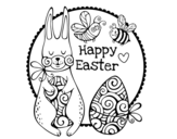 Dibuix de Happy Easter per pintar