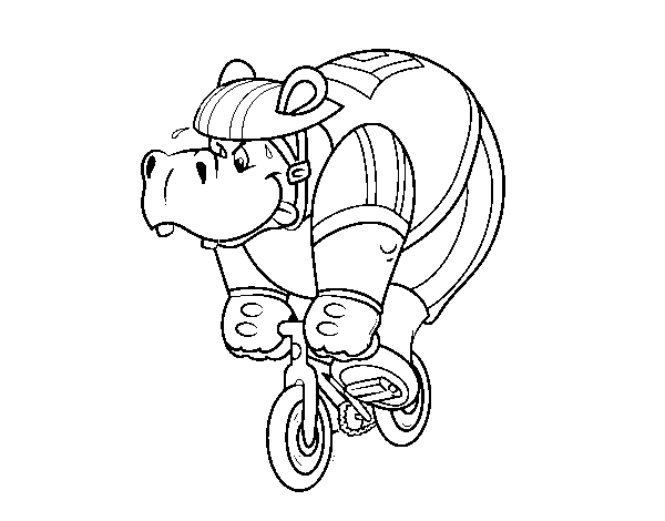 Dibuix de Hipopòtam ciclista per Pintar on-line