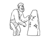 Dibuix de Home prehistòric amb pintures rupestres per pintar