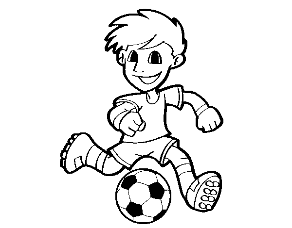 Dibuix de Jugador de futbol amb pilota per Pintar on-line