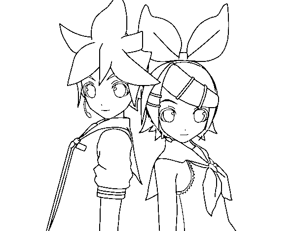 Dibuix de Len i Rin Kagamine Vocaloid per Pintar on-line