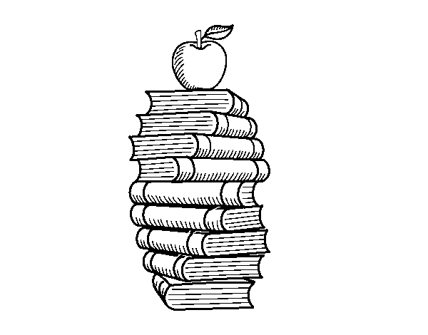 Dibuix de Llibres i poma per Pintar on-line