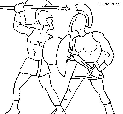 Dibuix de Lluita de gladiadors per Pintar on-line