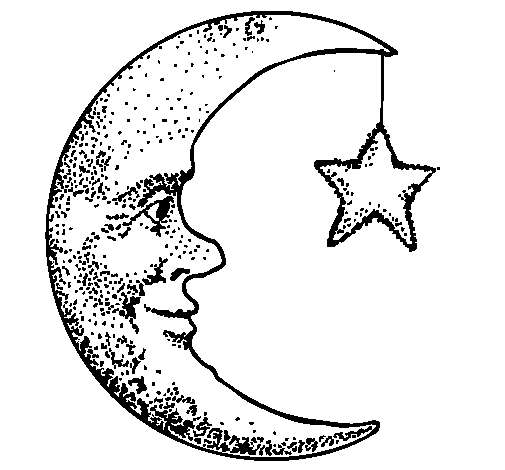 Dibuix de Lluna i estrella per Pintar on-line