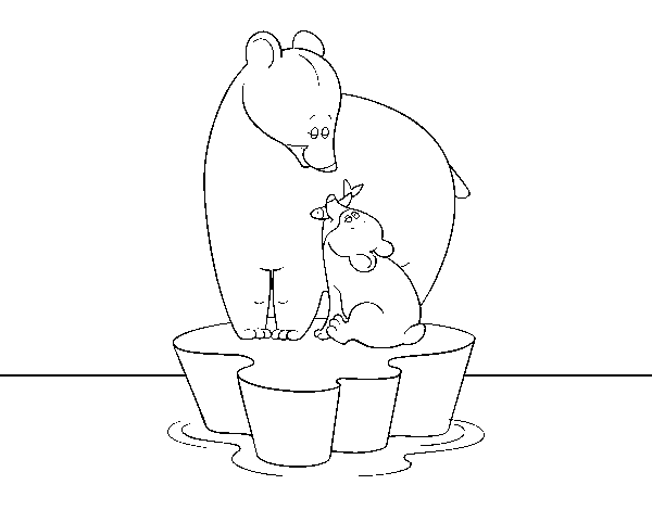 Dibuix de Mama óssa amb el seu fill per Pintar on-line