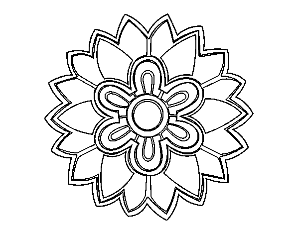 Dibuix de Mandala amb forma de flor Weiss per Pintar on-line