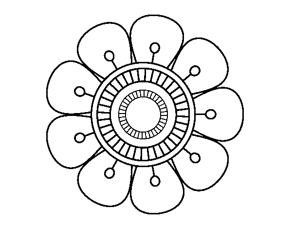 Dibuix de Mandala en forma de flor per Pintar on-line
