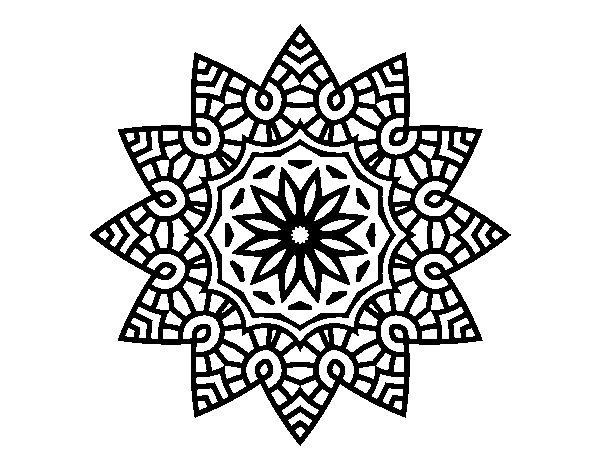 Dibuix de Mandala estrella floral per Pintar on-line