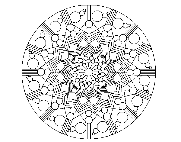 Dibuix de Mandala flor amb cercles per Pintar on-line