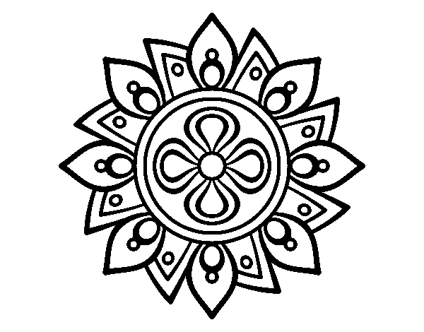 Dibuix de Mandala flor senzilla  per Pintar on-line