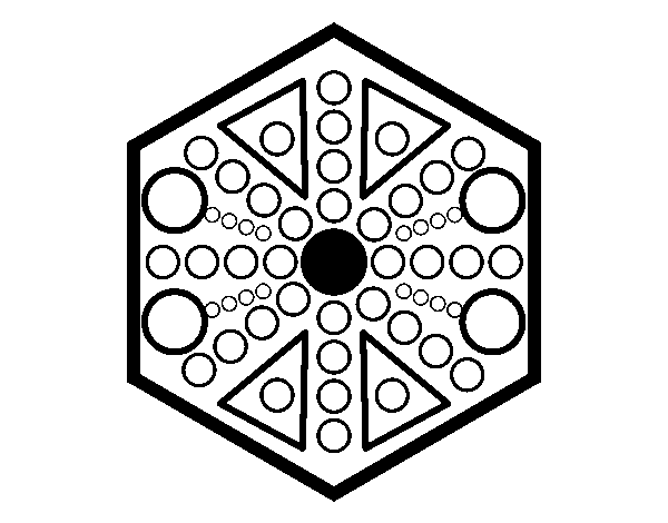 Dibuix de Mandala hexagonal per Pintar on-line