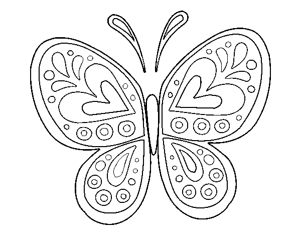 Dibuix de Mandala papallona per Pintar on-line