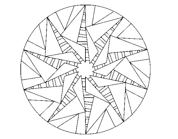 Dibuix de Mandala sol triangular per Pintar on-line