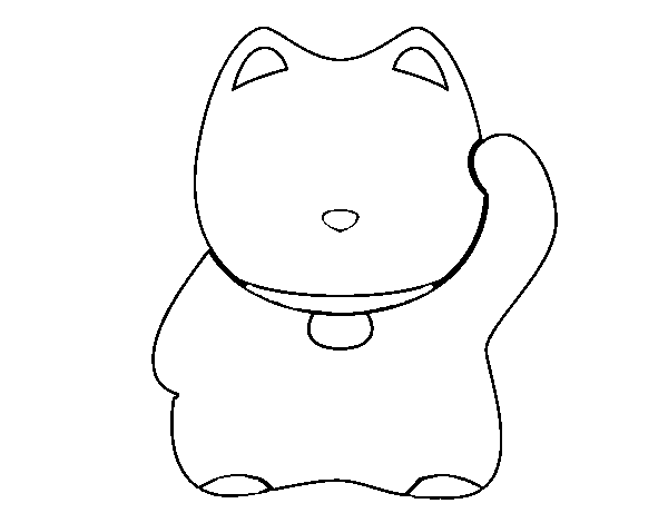 Dibuix de Maneki-neko blanc per Pintar on-line