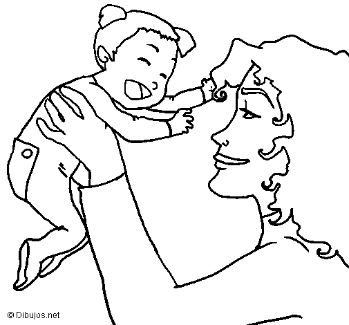 Dibuix de Mare amb la seva nadó per Pintar on-line