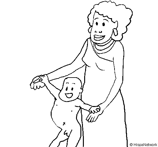 Dibuix de Mare i fill de Guinea per Pintar on-line