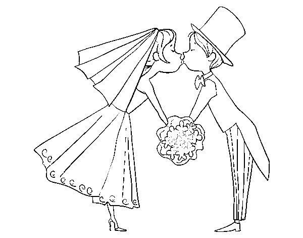 Dibuix de Marit i Muller besant-se per Pintar on-line
