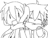 Dibuix de Miku i Len amb bufanda per pintar
