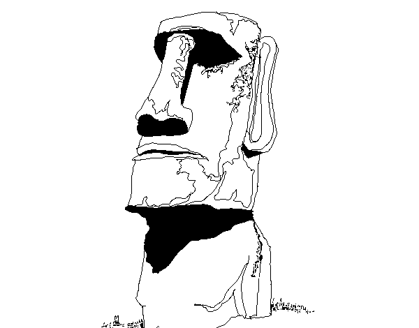 Dibuix de Moai de l'illa de Pasqua per Pintar on-line